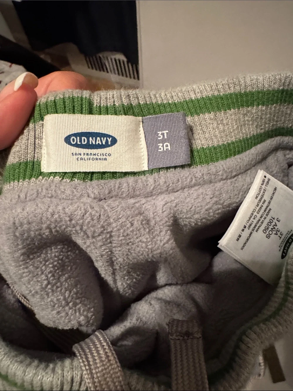 Old Navy Kids lined winter pants black, with Green-Striped Waistband